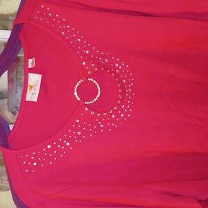 Beautiful Pink Top with Bling!  EUC